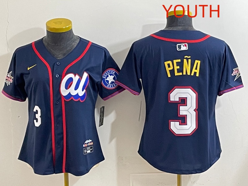 Youth 2025 Houston Astros #3 Pena dark Blue All star Nike MLB Jersey style 014